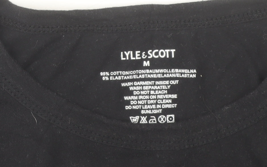 Lyle & Scott Men's Black M Regular Fit Cotton T-Shirt with Logo