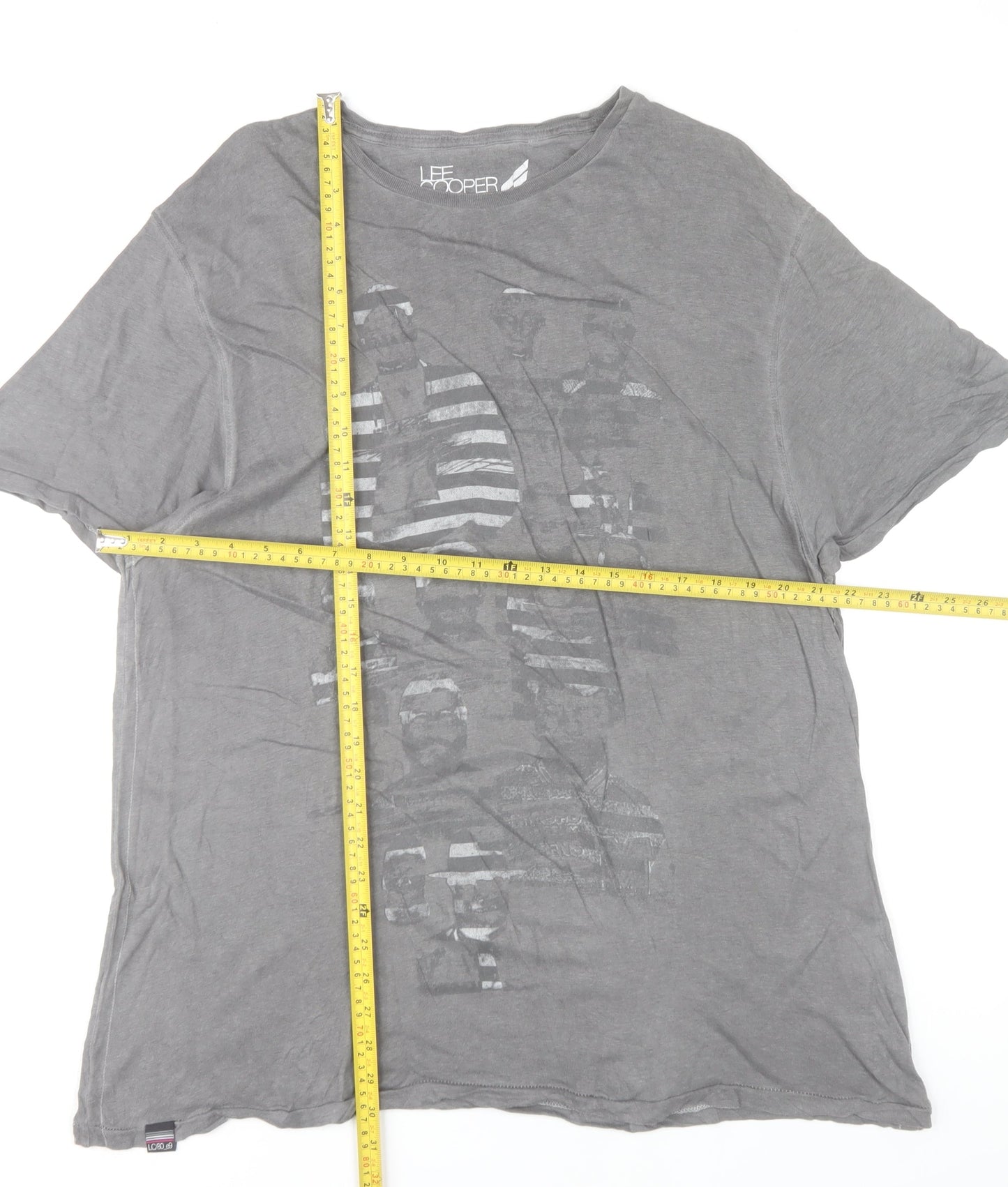 Unisex Adults UK Size 2XL Lee Cooper Grey Basic T-Shirt