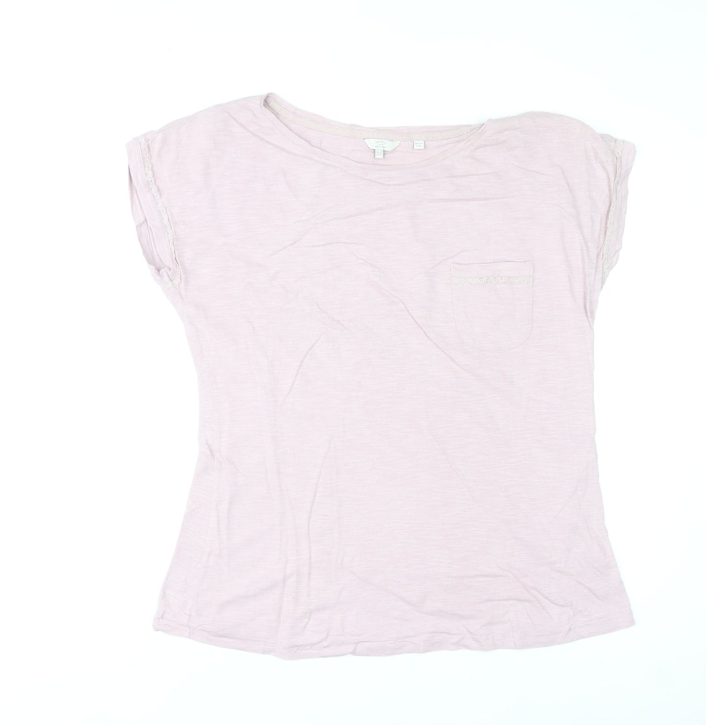 FatFace Womens Pink Cotton Modal Crew Neck Short Sleeve T-Shirt UK 14