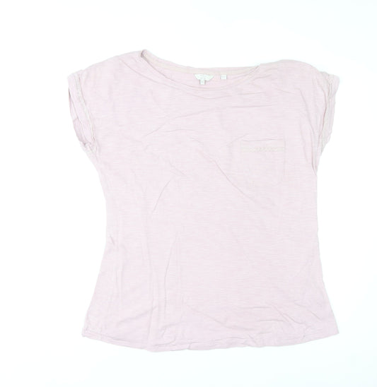 FatFace Womens Pink Cotton Modal Crew Neck Short Sleeve T-Shirt UK 14