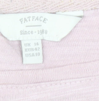FatFace Womens Pink Cotton Modal Crew Neck Short Sleeve T-Shirt UK 14