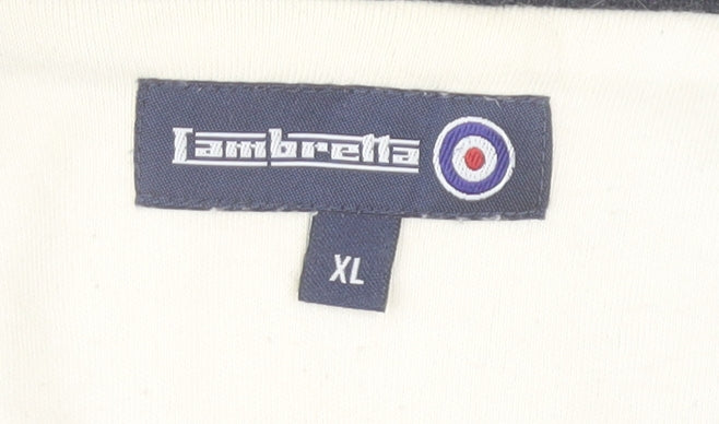 Lambretta Men's XL Retro Long Sleeve Black White Cotton T-Shirt