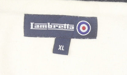 Lambretta Men's XL Retro Long Sleeve Black White Cotton T-Shirt