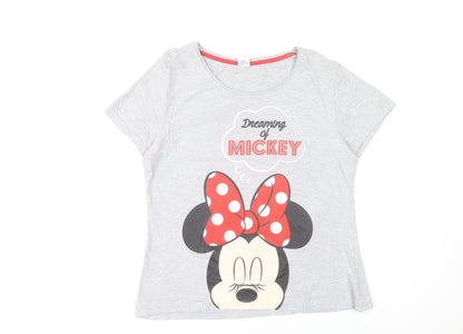 Disney Women’s Grey Minnie Mouse Pyjama Top T-Shirt L