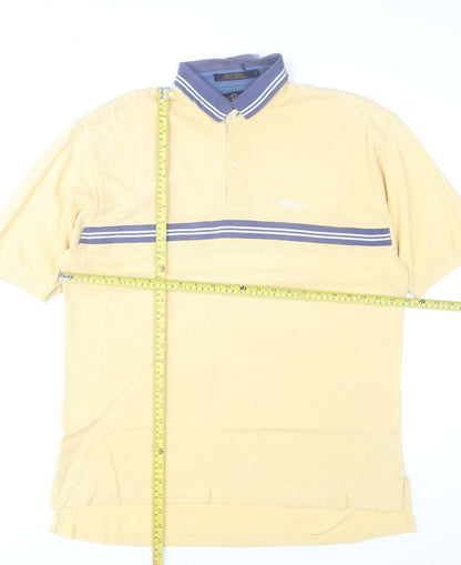 Tommy Hilfiger Men's Beige Striped Cotton Polo Shirt Size L