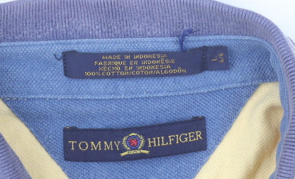 Tommy Hilfiger Men's Beige Striped Cotton Polo Shirt Size L