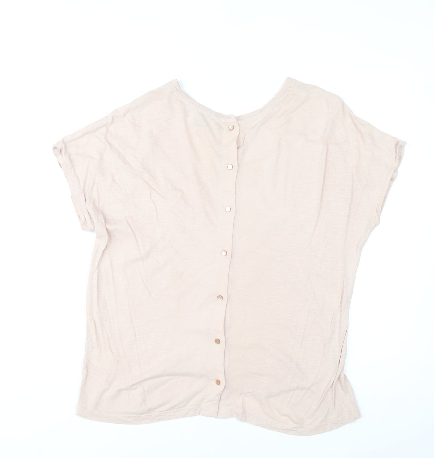 Wrap London Women’s Beige Cotton Modal Crochet Button Tunic Blouse UK 12