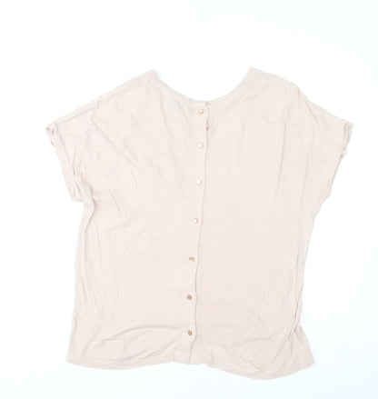 Wrap London Women’s Beige Cotton Modal Crochet Button Tunic Blouse UK 12