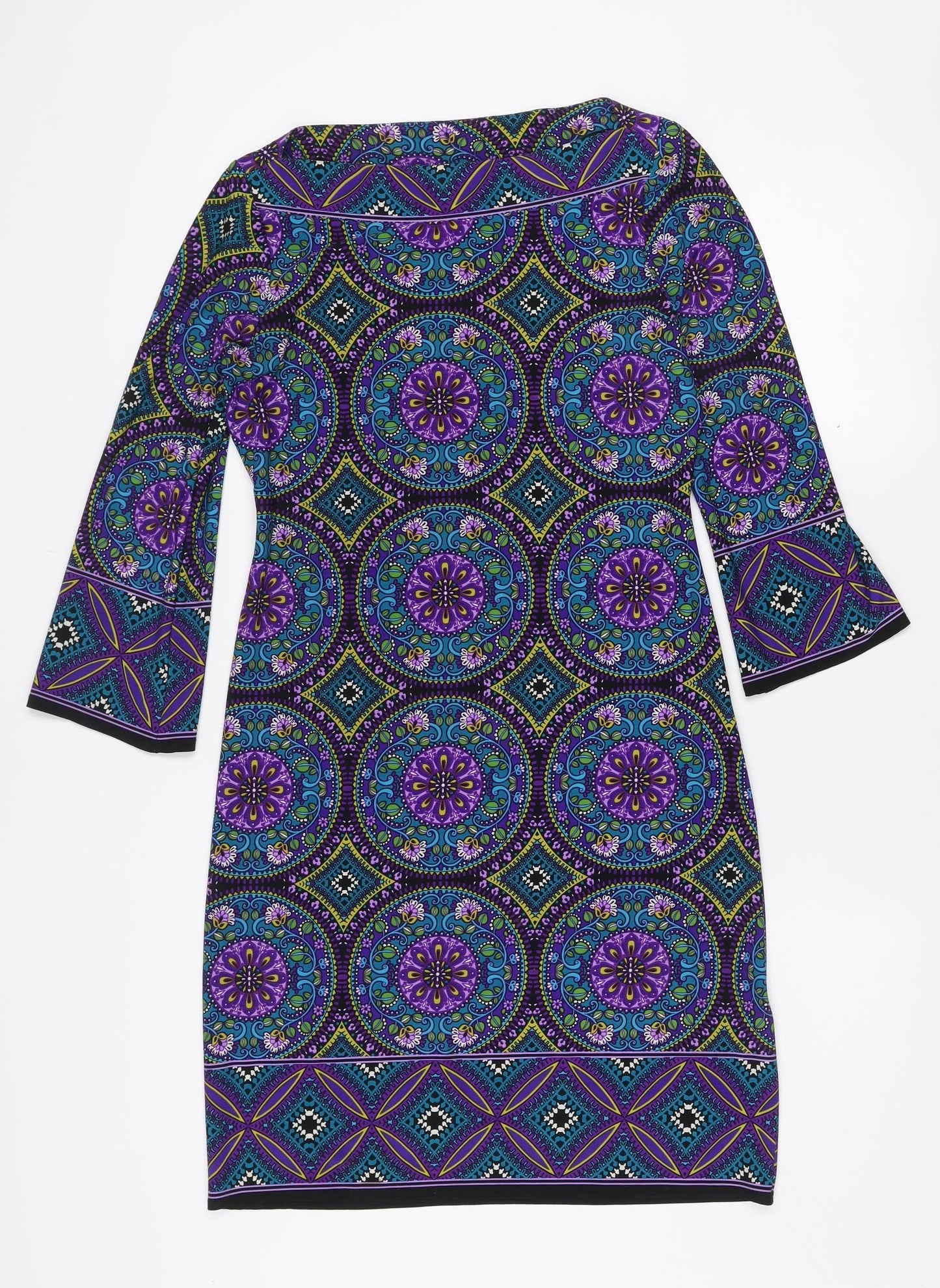 Wallis Petite Women’s Multicoloured Geometric Jersey Shift Dress Size 8