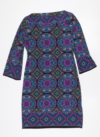 Wallis Petite Women’s Multicoloured Geometric Jersey Shift Dress Size 8