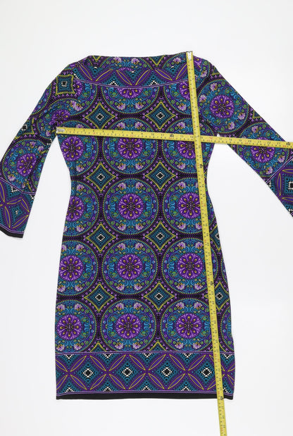 Wallis Petite Women’s Multicoloured Geometric Jersey Shift Dress Size 8