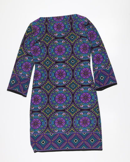 Wallis Petite Women’s Multicoloured Geometric Jersey Shift Dress Size 8