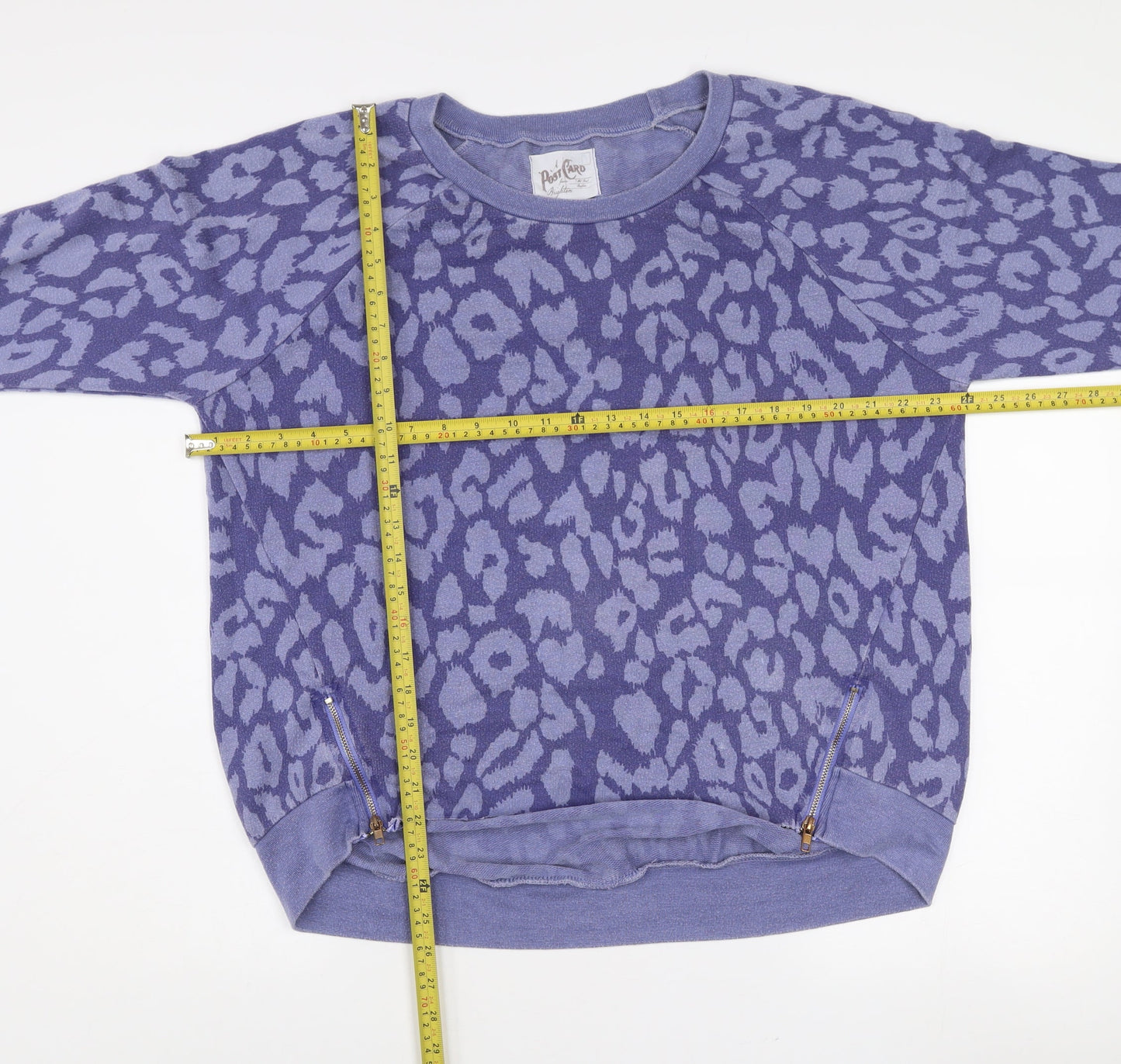A Postcard From Brighton Women's Blue Leopard Knit Jumper Size S