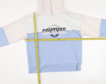 River Island Women's Blue Colourblock Hoodie S Cotton Blend Couture Design