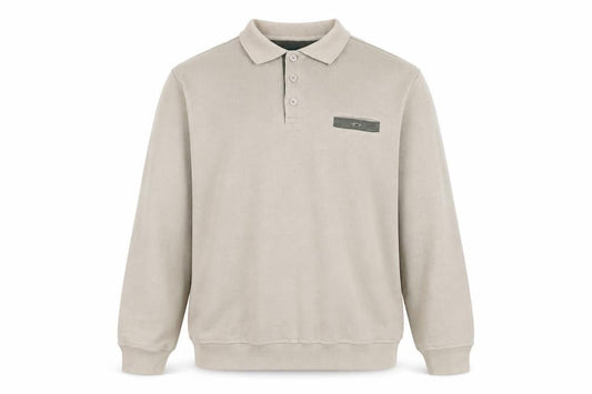Greenwoods Mens Beige XL Collared Henley Cotton Blend Jumper