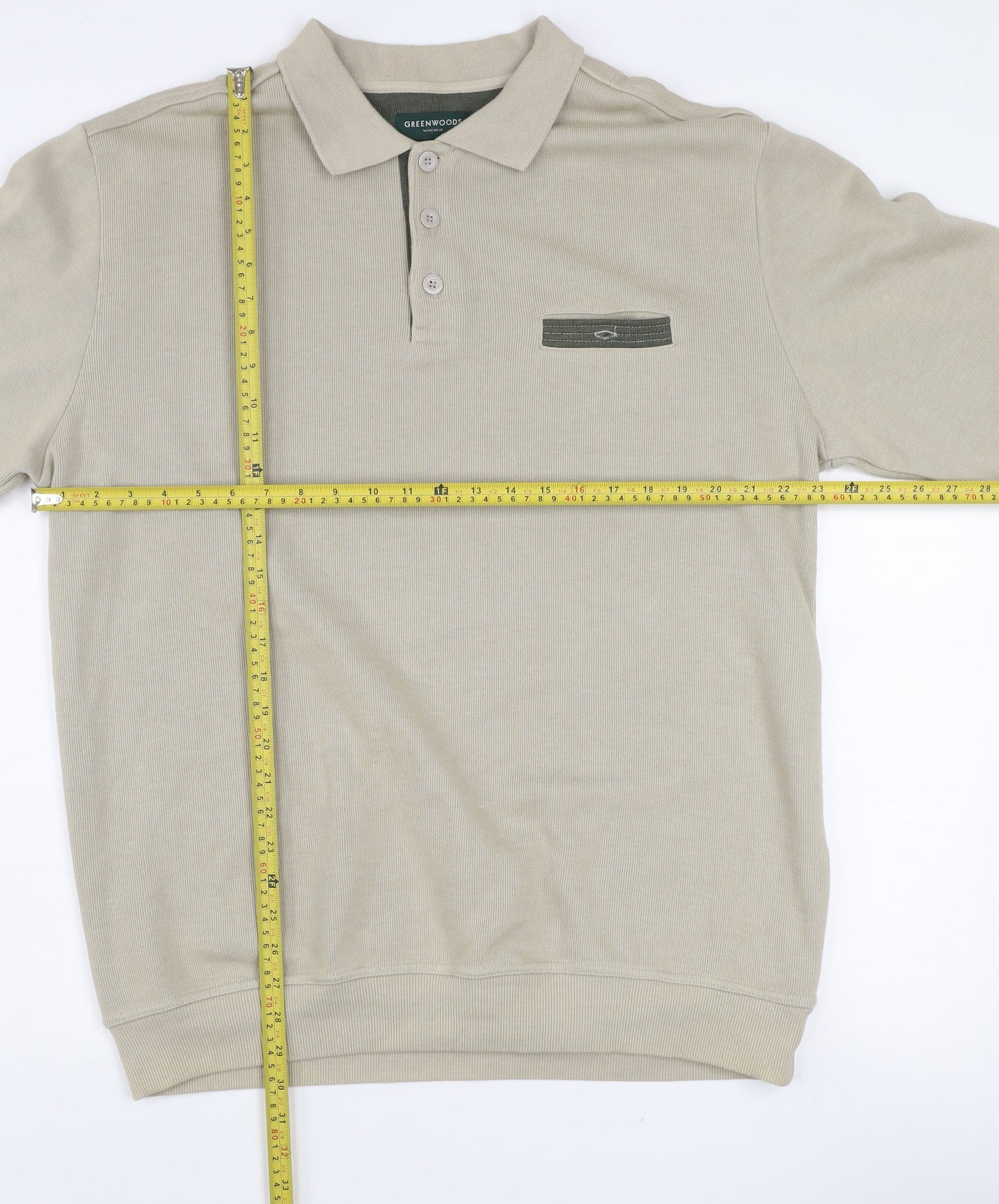 Greenwoods Mens Beige XL Collared Henley Cotton Blend Jumper