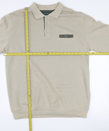 Greenwoods Mens Beige XL Collared Henley Cotton Blend Jumper