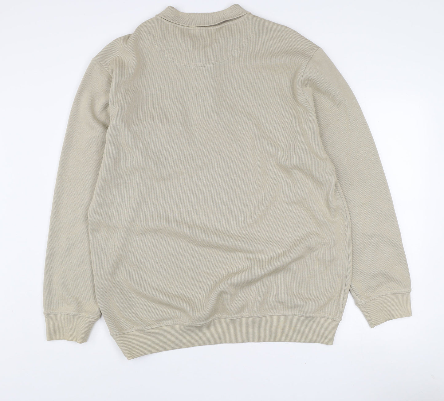 Greenwoods Mens Beige XL Collared Henley Cotton Blend Jumper