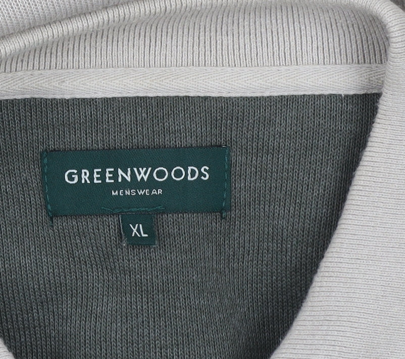 Greenwoods Mens Beige XL Collared Henley Cotton Blend Jumper