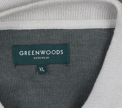 Greenwoods Mens Beige XL Collared Henley Cotton Blend Jumper