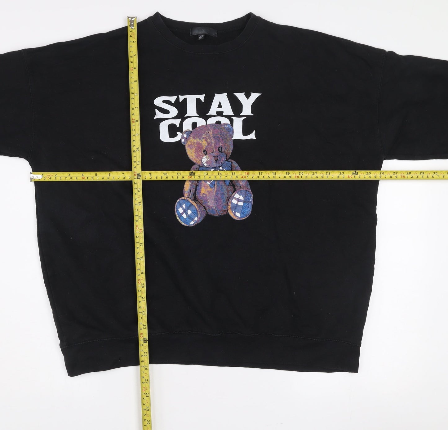 Missguided Women Black UK 10 Pullover Sweatshirt Stay Cool Teddy Graphic