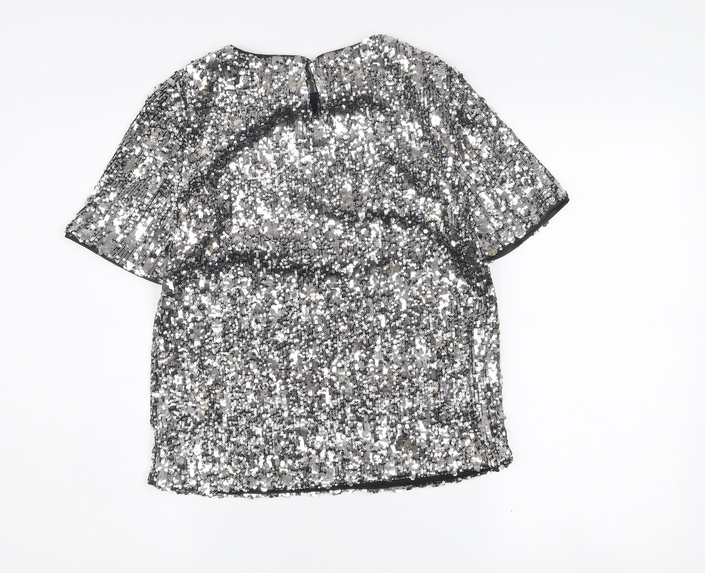 Marks and Spencer Women's Silver Sequin Short Sleeve Blouse Size 6