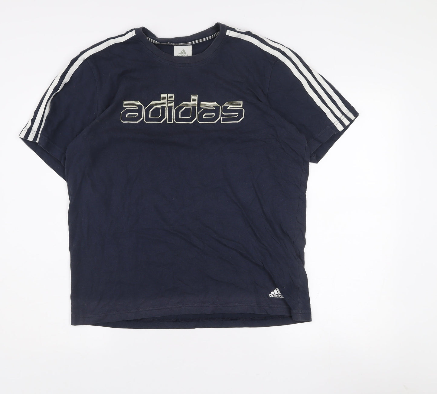 Adidas Men's Blue Short Sleeve Graphic Sports T-Shirt M