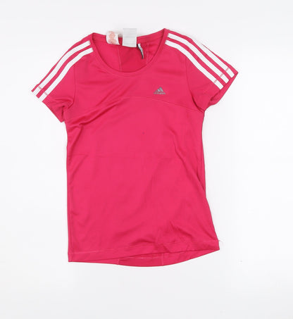 Adidas Teens Pink Climalite Short Sleeve Active T-Shirt L