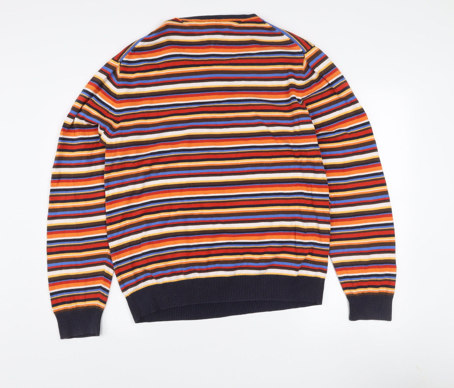 Tommy Hilfiger Men's Multicoloured Striped Cotton Crew Neck Jumper XL