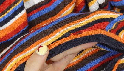 Tommy Hilfiger Men's Multicoloured Striped Cotton Crew Neck Jumper XL