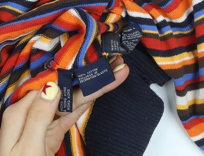 Tommy Hilfiger Men's Multicoloured Striped Cotton Crew Neck Jumper XL