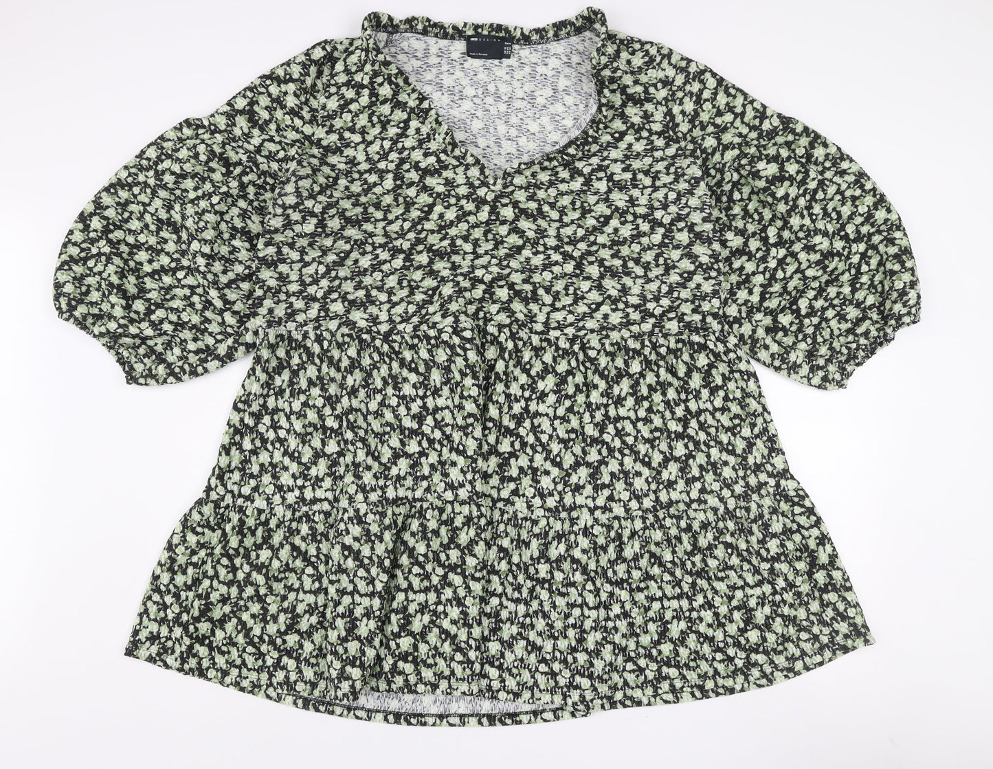 ASOS Design Curve Green Floral Smocked A-Line Dress Size 18