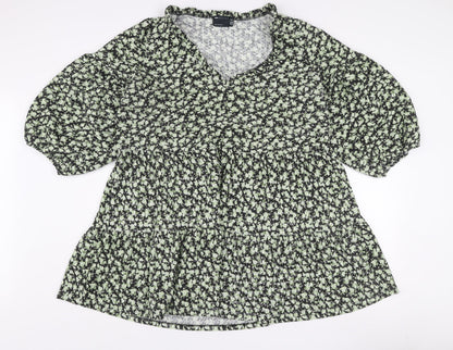 ASOS Design Curve Green Floral Smocked A-Line Dress Size 18