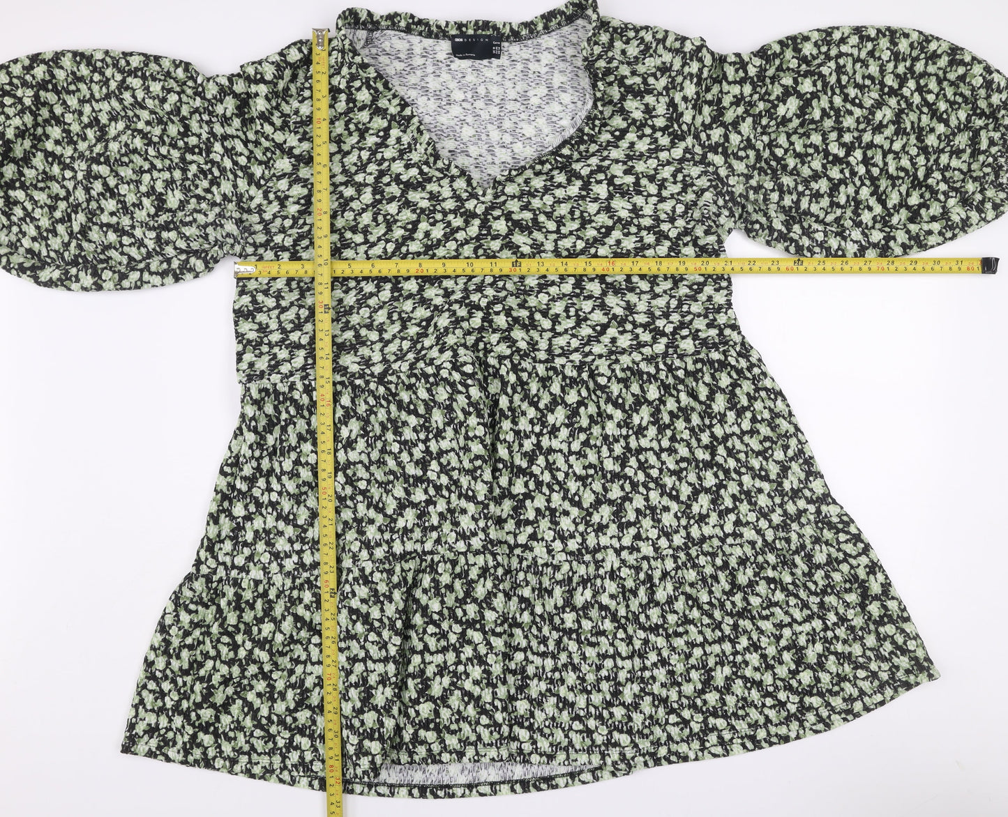 ASOS Design Curve Green Floral Smocked A-Line Dress Size 18