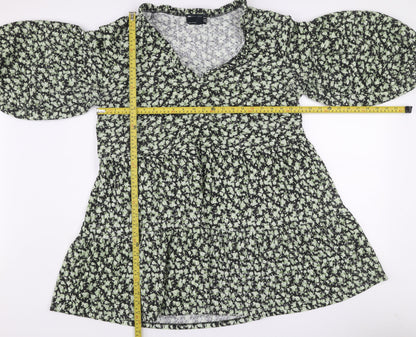ASOS Design Curve Green Floral Smocked A-Line Dress Size 18
