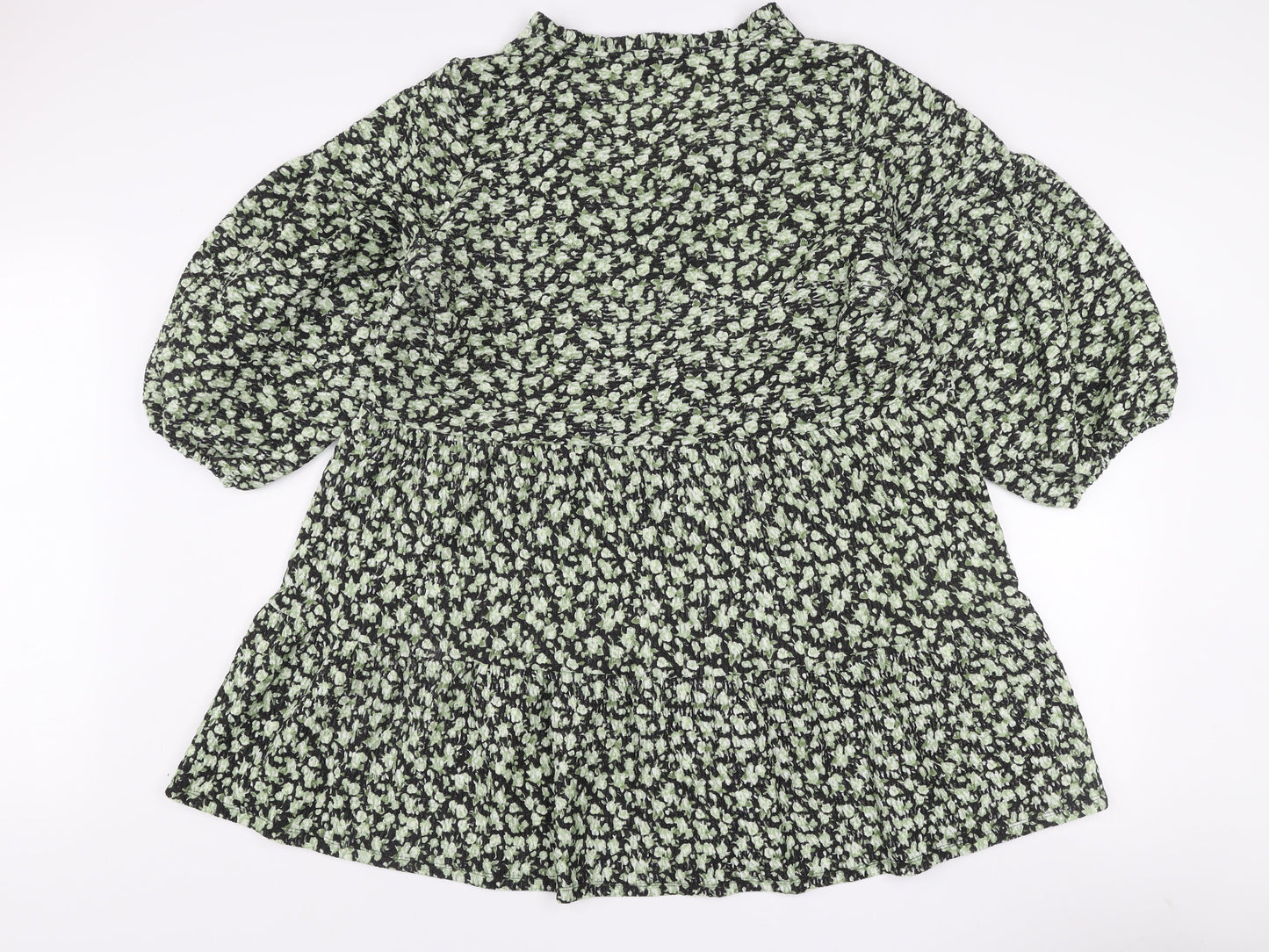 ASOS Design Curve Green Floral Smocked A-Line Dress Size 18