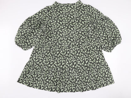 ASOS Design Curve Green Floral Smocked A-Line Dress Size 18