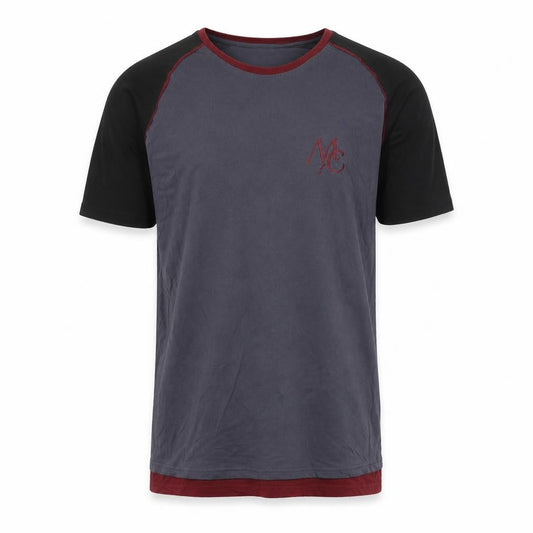 Masters of Ceremony Men's Grey Crew Neck Colourblock T-Shirt M