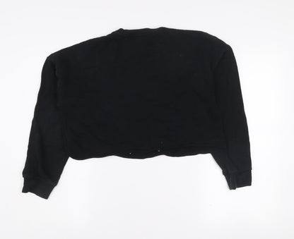 Miss Selfridge Petites Black Floral Embroidered Cotton Jumper UK 10
