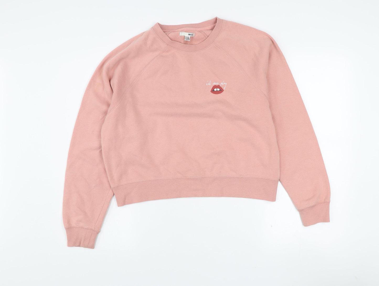 Amuse Society Womens Pink Graphic Pullover Sweatshirt Size 10