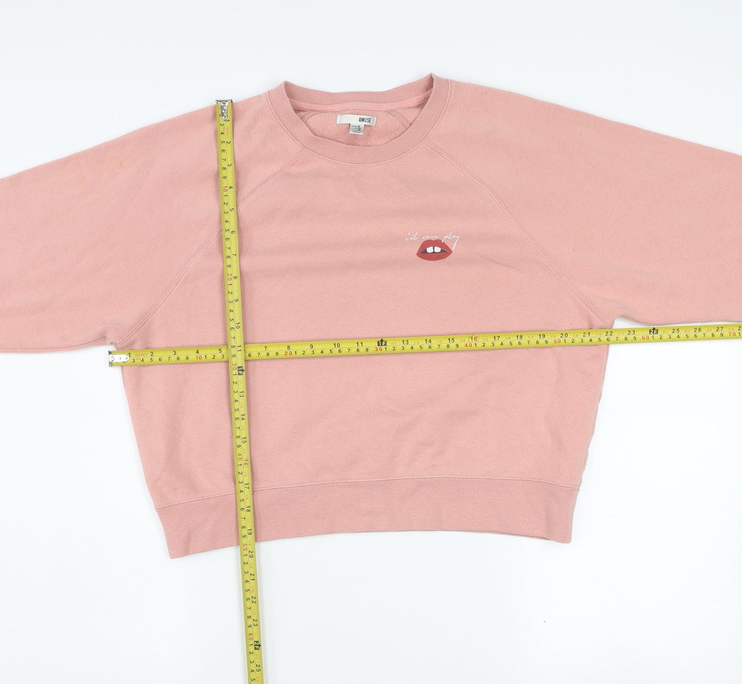 Amuse Society Womens Pink Graphic Pullover Sweatshirt Size 10