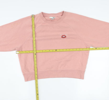 Amuse Society Womens Pink Graphic Pullover Sweatshirt Size 10