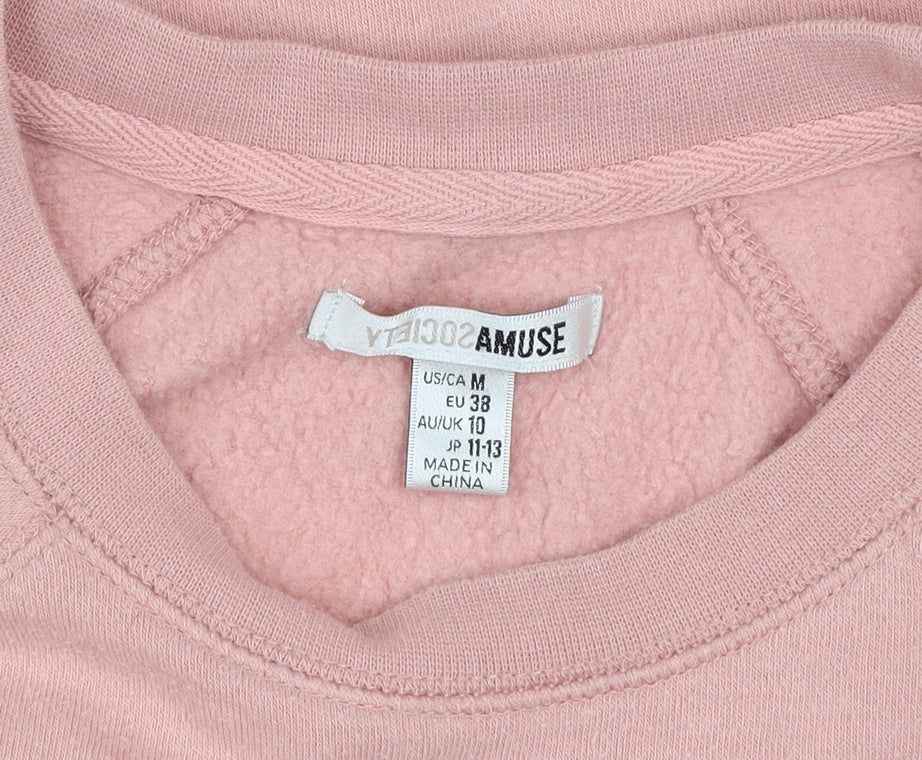 Amuse Society Womens Pink Graphic Pullover Sweatshirt Size 10
