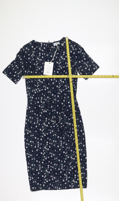 Jigsaw Women’s Blue Floral Bodycon Knee Length Dress Size S