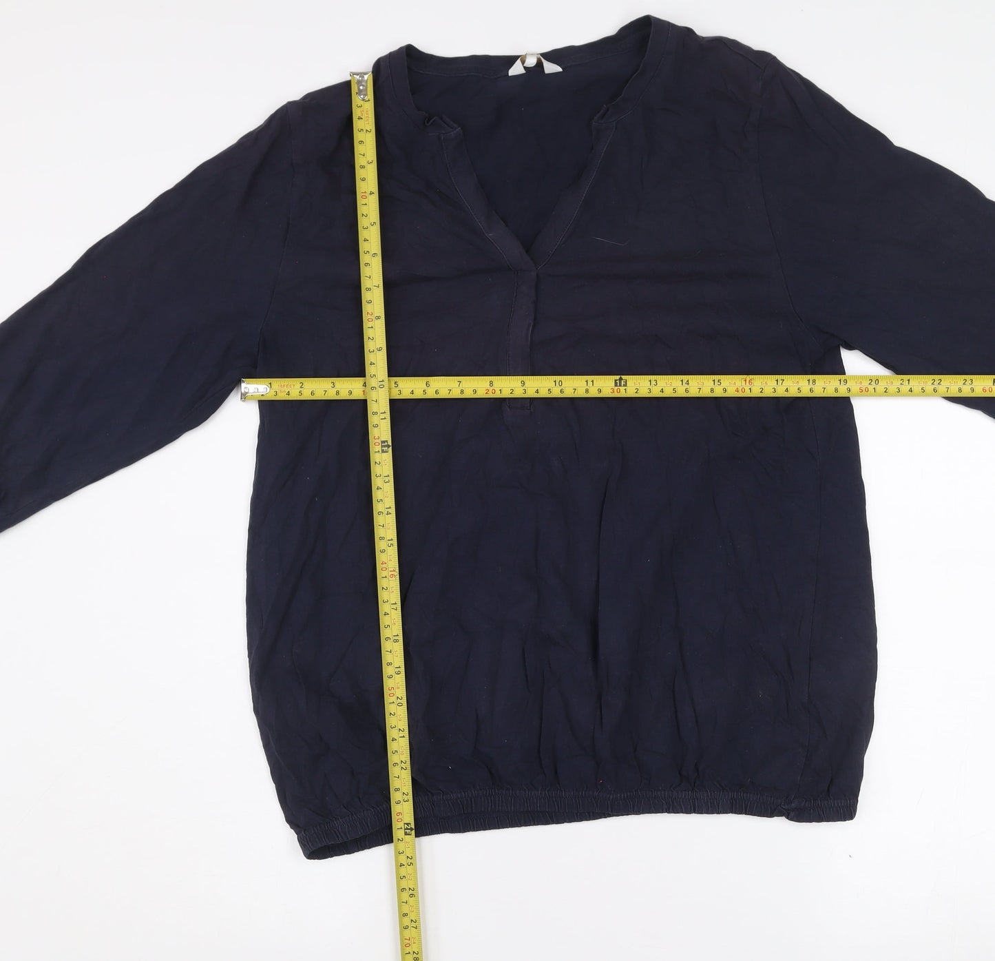 Cotton Traders Women's Navy Blue 3/4 Sleeve Cotton Tunic Blouse Size 16