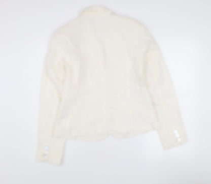 b.young Women Ivory Linen Blend Tailored Blazer Size 10