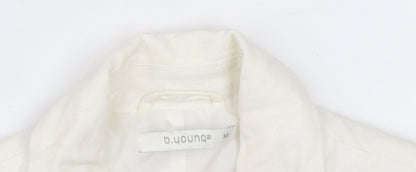 b.young Women Ivory Linen Blend Tailored Blazer Size 10