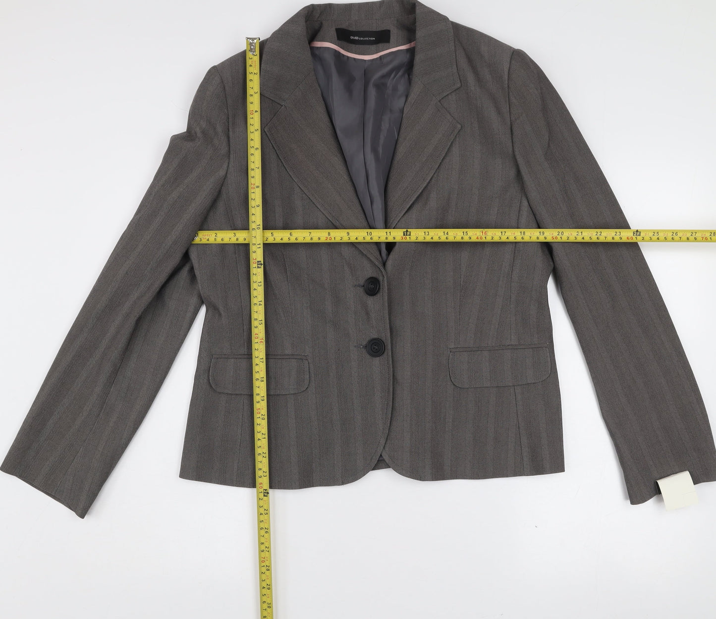 e-vie Women’s Grey Pinstripe Single-Breasted Blazer Size 18