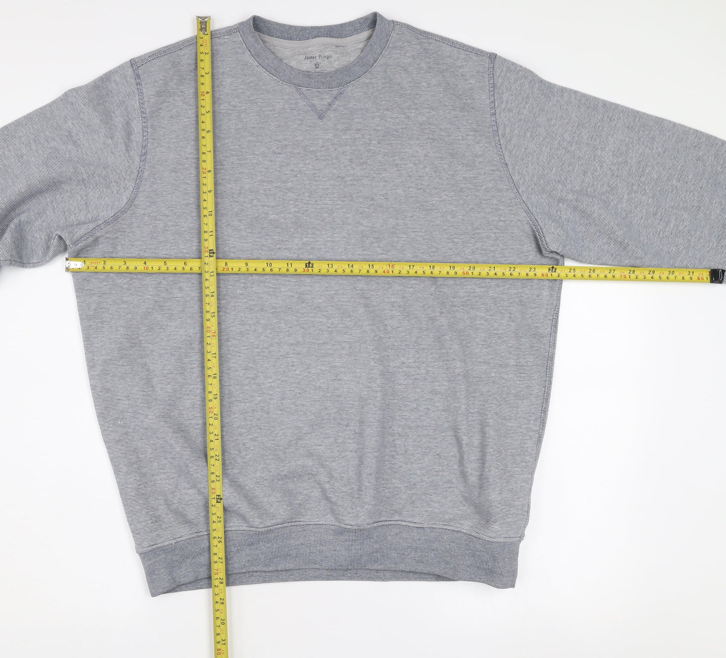 James Pringle Mens Grey Large Crew Neck Cotton Sweatshirt