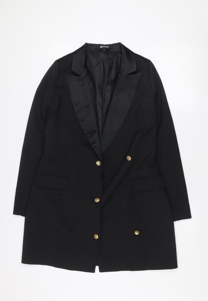 Missguided Women’s Black Double-Breasted Long Blazer Size 10
